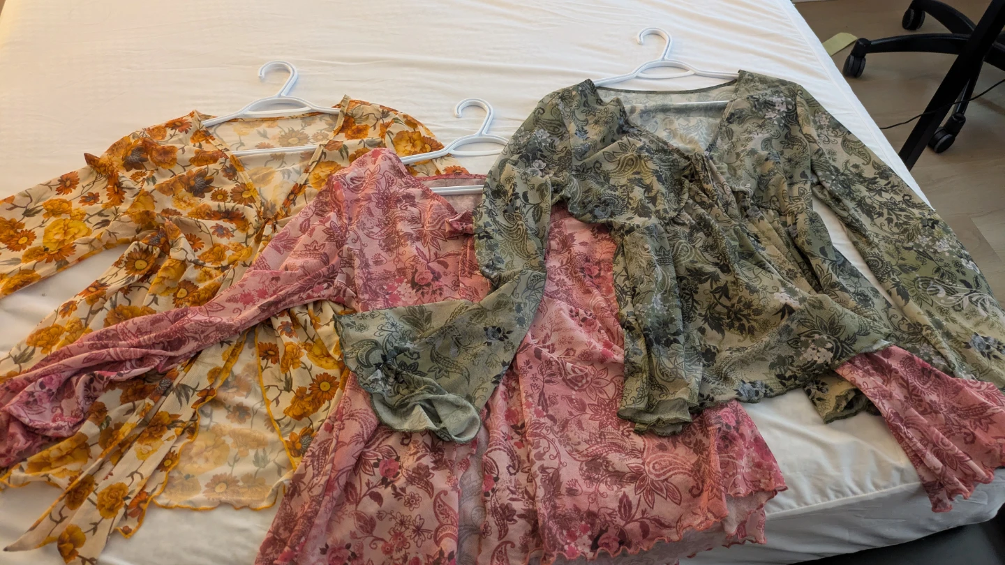 Floral Mesh Tie-Front Tops