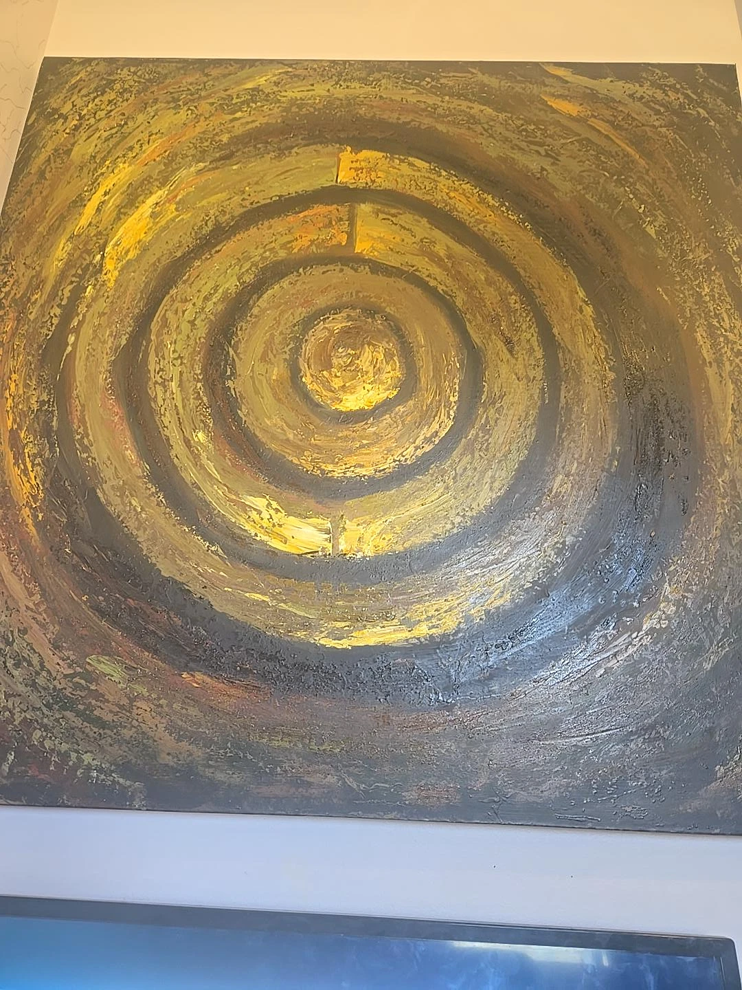 Large Textured Abstract Circular Painting