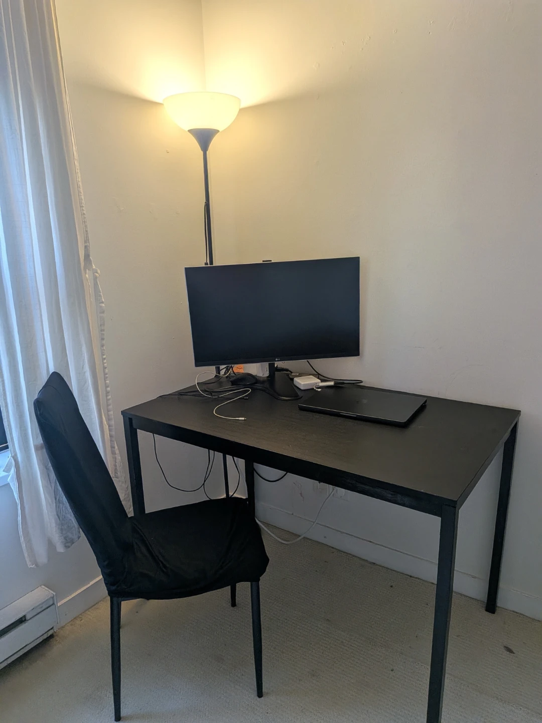 Black table with one chair