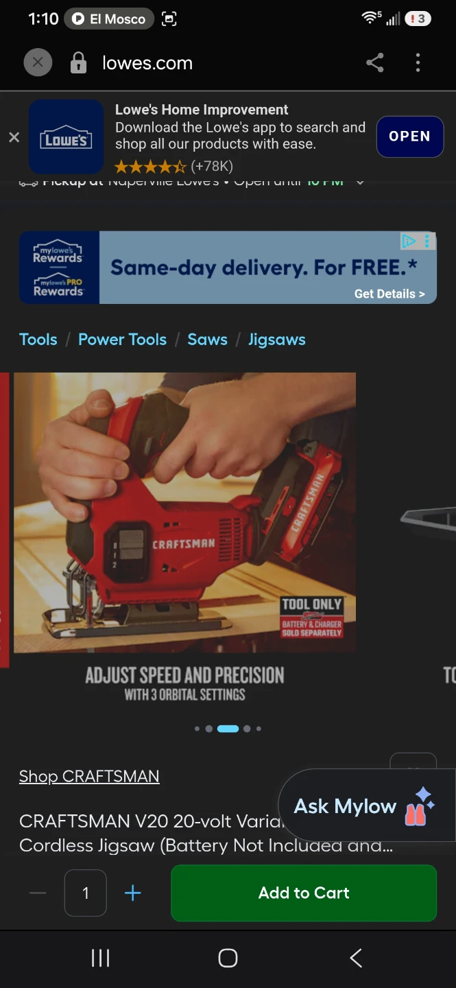 CRAFTSMAN V20 Cordless Jigsaw - photo 3
