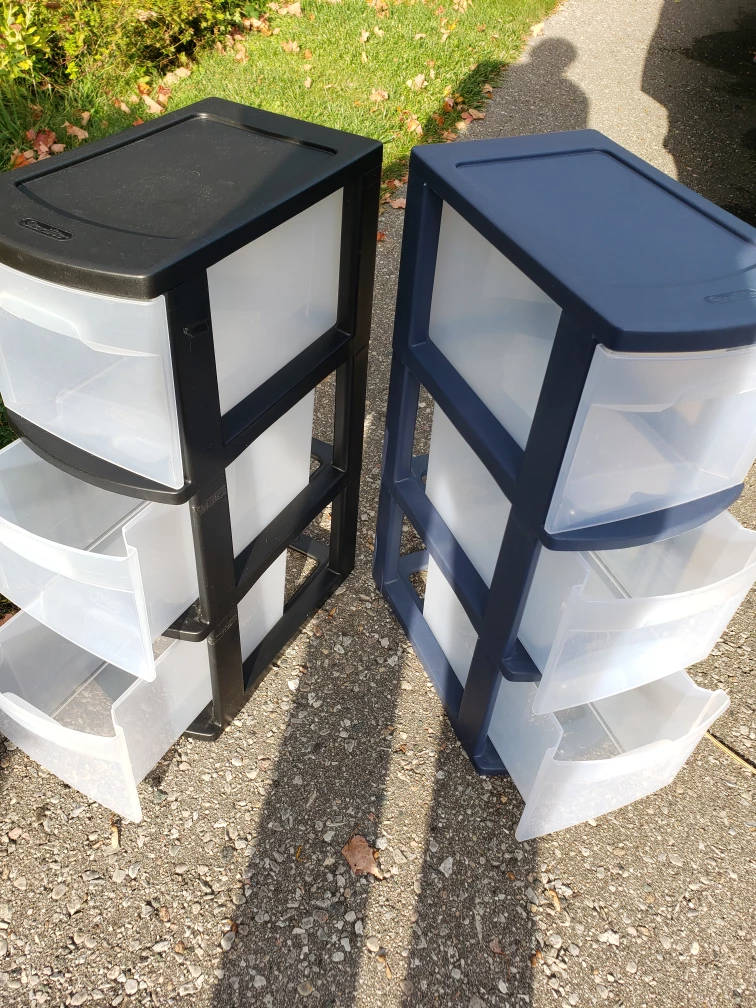 Two Sterilite 3-Drawer Storage Units