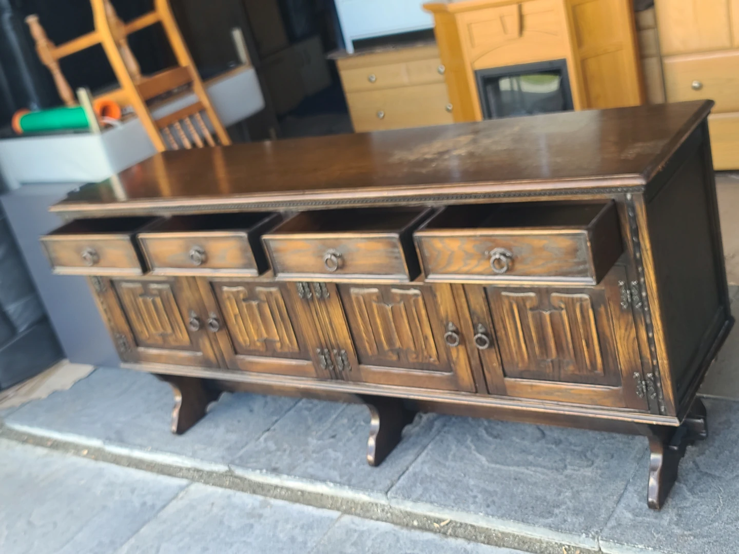 Vintage Jaycee Furniture English Oak Sideboard Buffet - photo 2