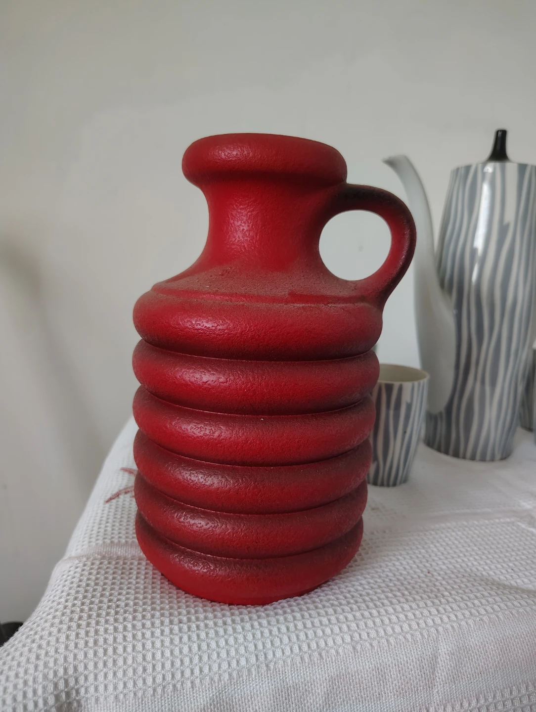 Vintage West German Red Ceramic Vase - photo 4