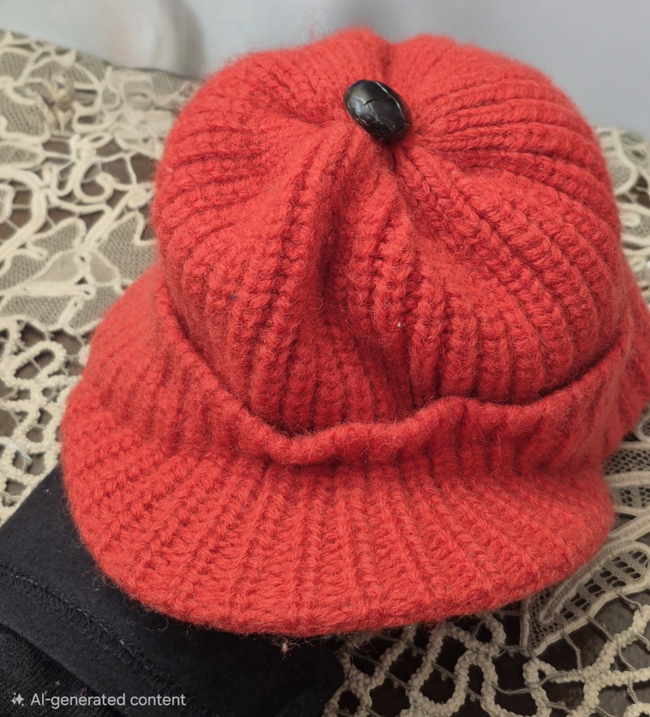 pure wool  Red Visor Beanie - photo 5