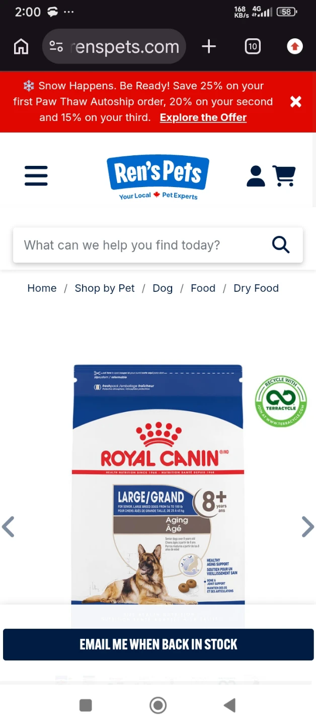 ISO 8+ Large Dog Food Royal Canin