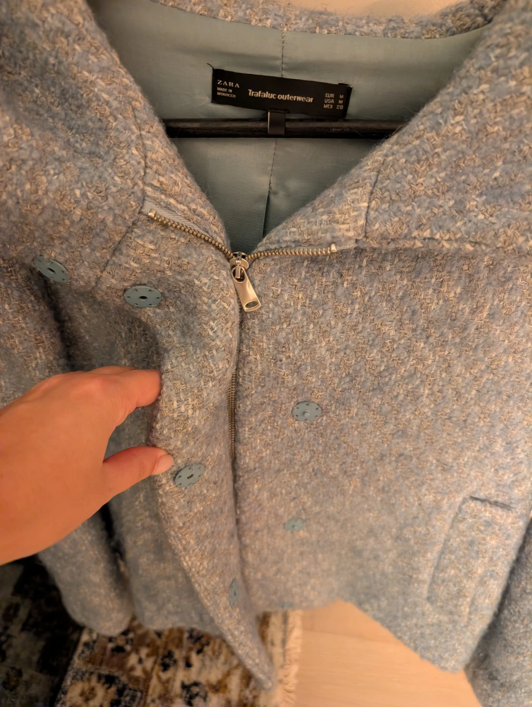 Zara Trafaluc Hooded Jacket Blue Size M - photo 3
