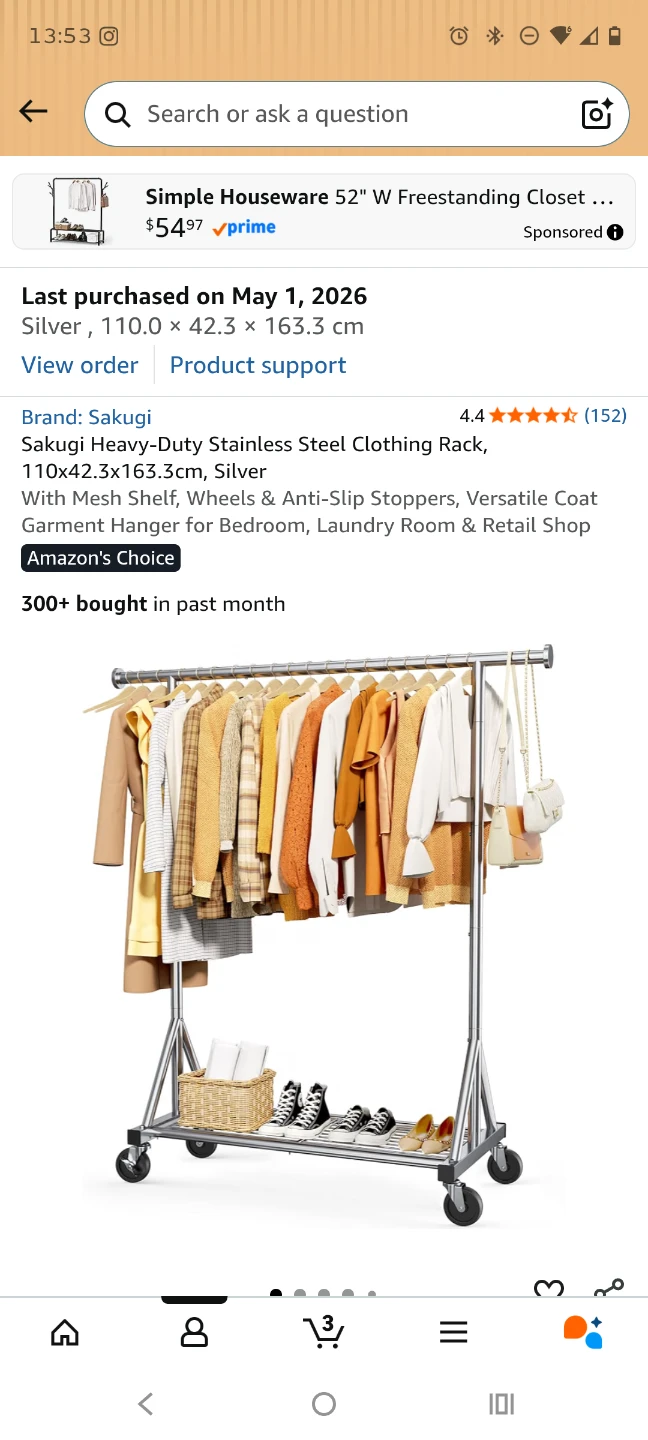 Sakugi Heavy-Duty Stainless Steel Clothing Rack