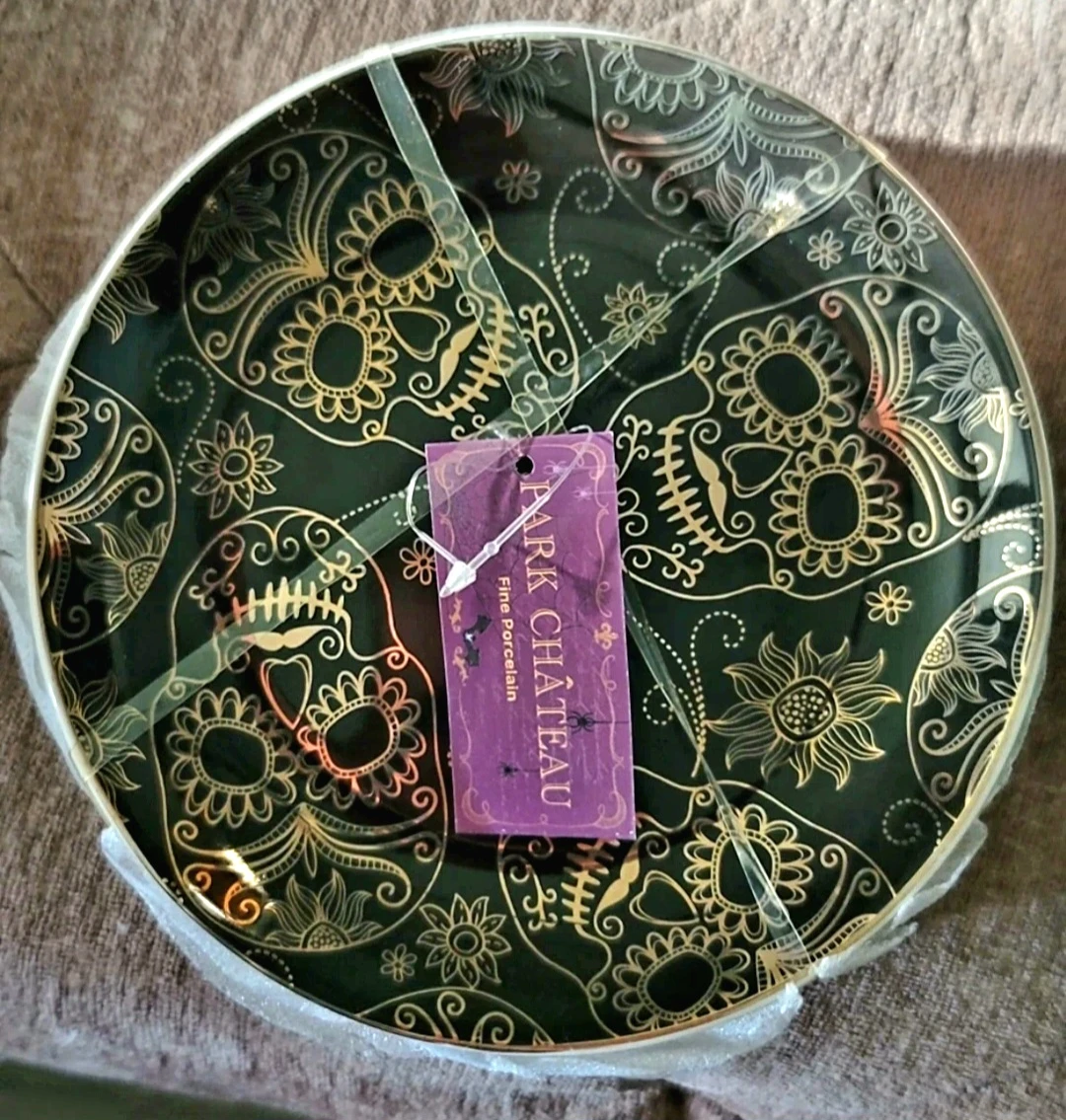 New Small Porcelain Skull Plates set of 4