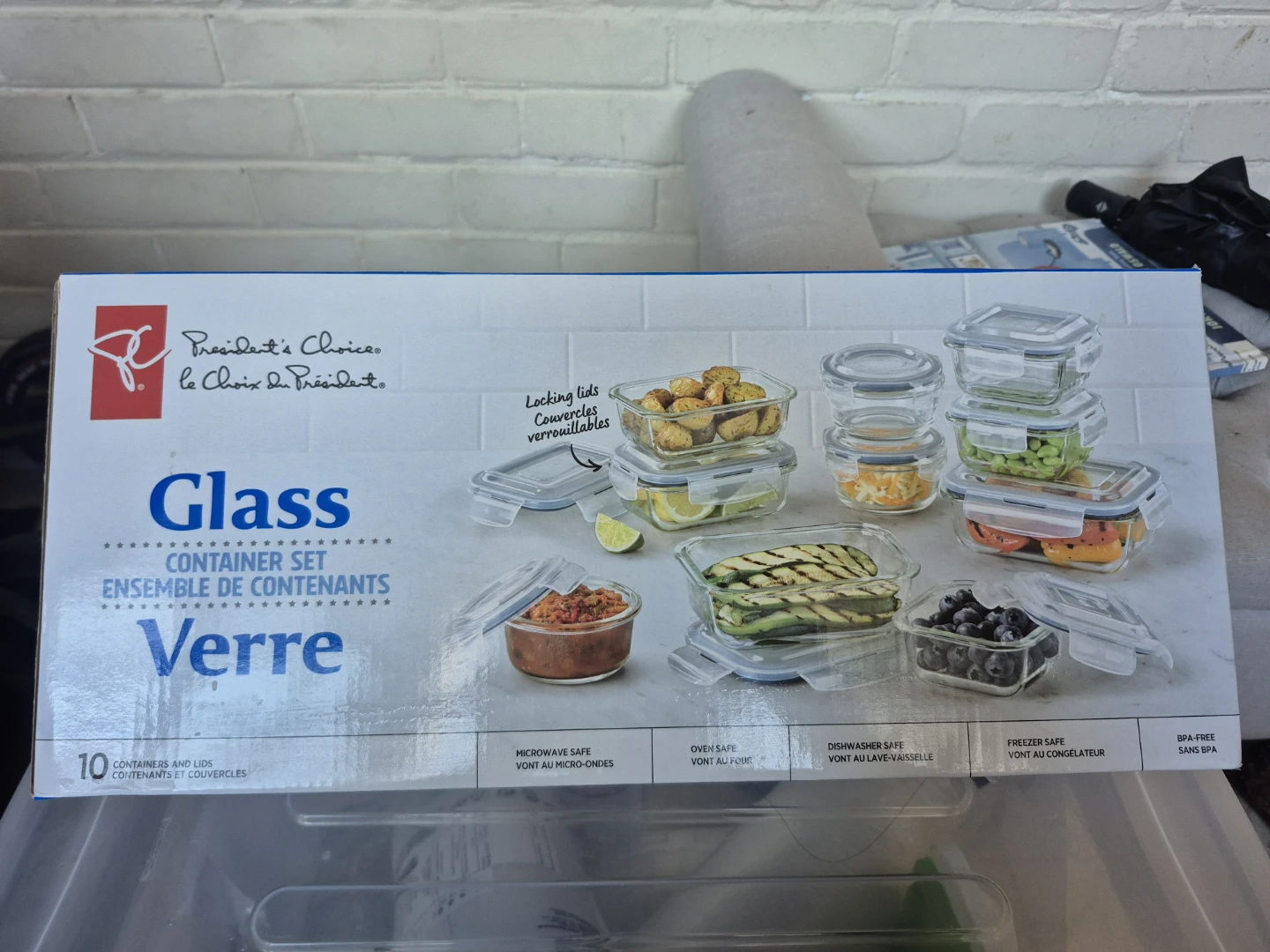 President's Choice Glass Container Set, 10 Pieces brand new