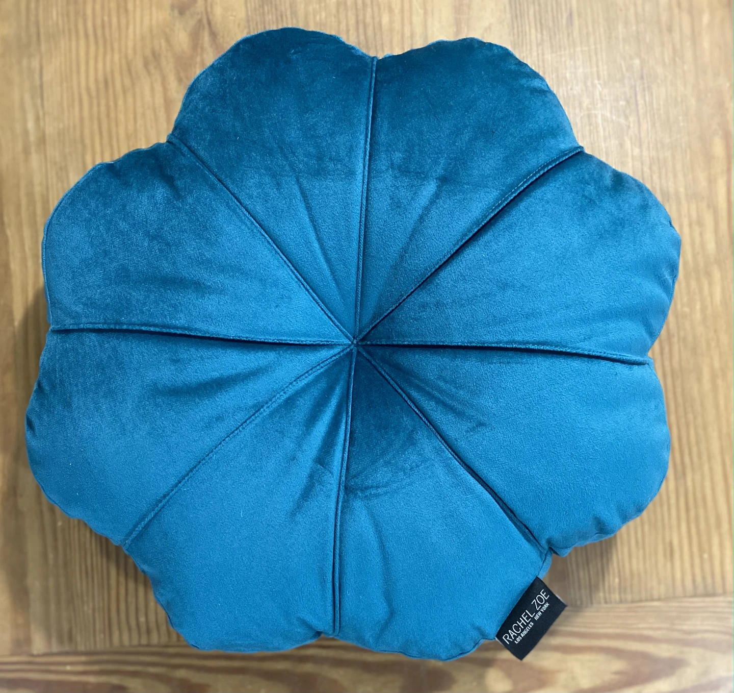 Rachel Zoe Teal Velvet Pumpkin Pillow
