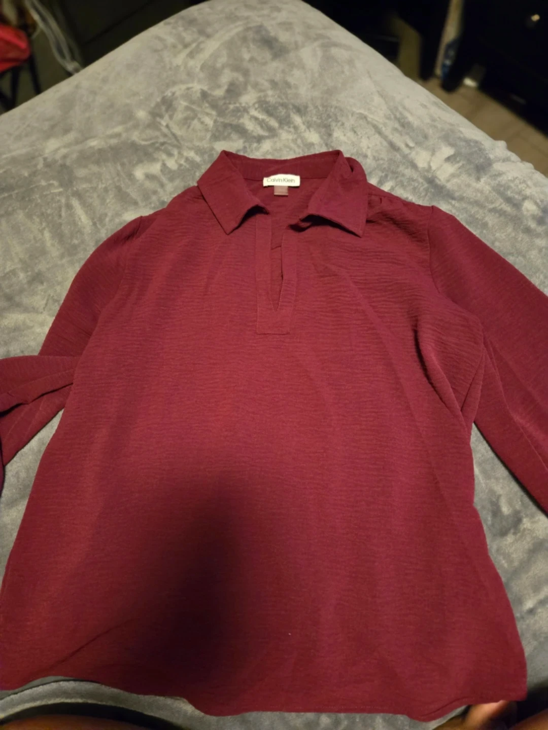 Calvin Klein burgundy or fuscia long-sleeve blouse