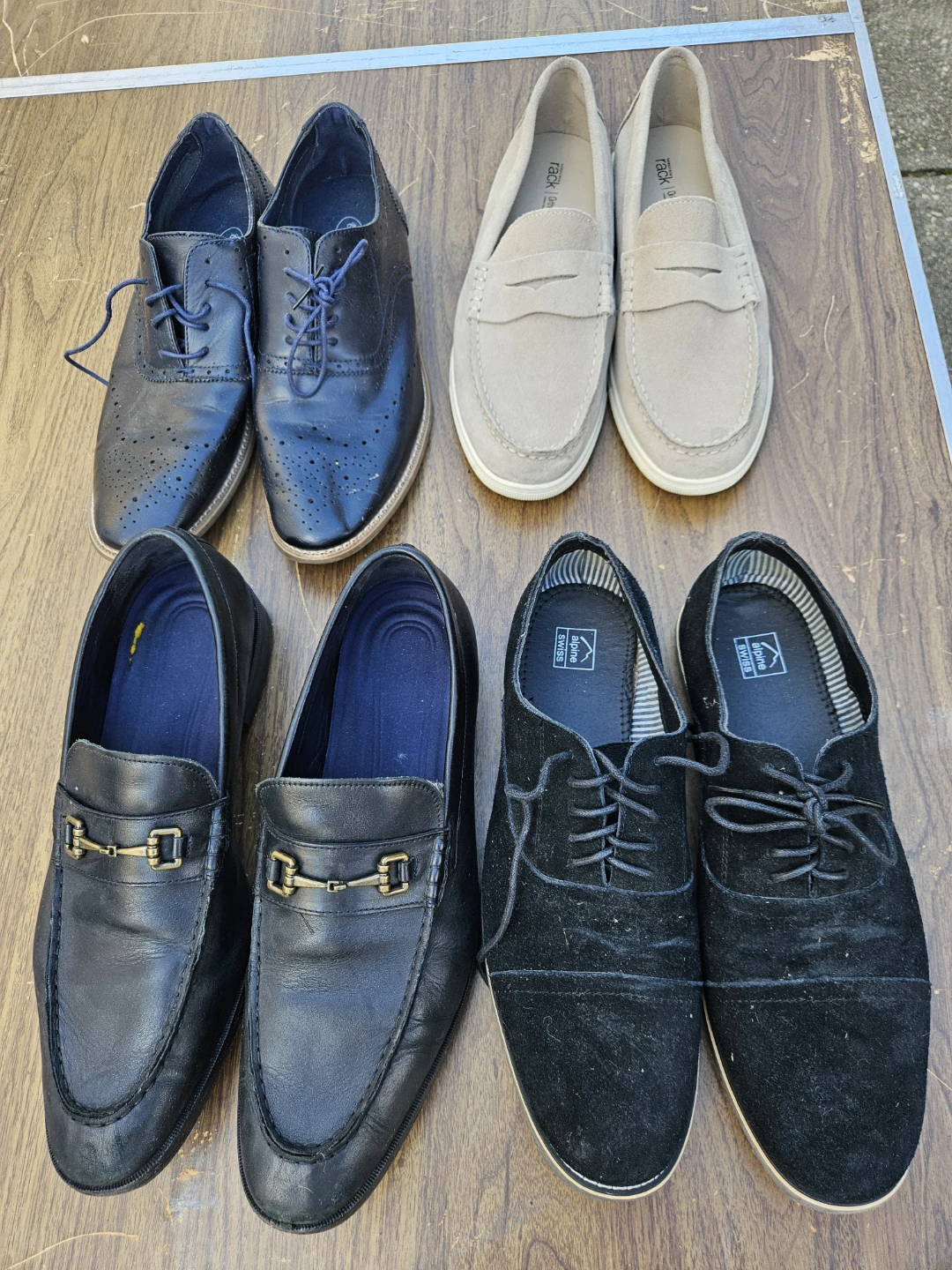 4 mens brand name leather shoes. Size 13