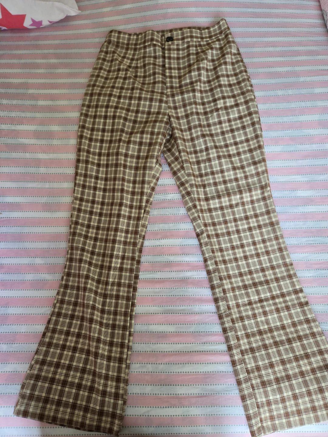 SHEIN Brown Plaid Trousers
