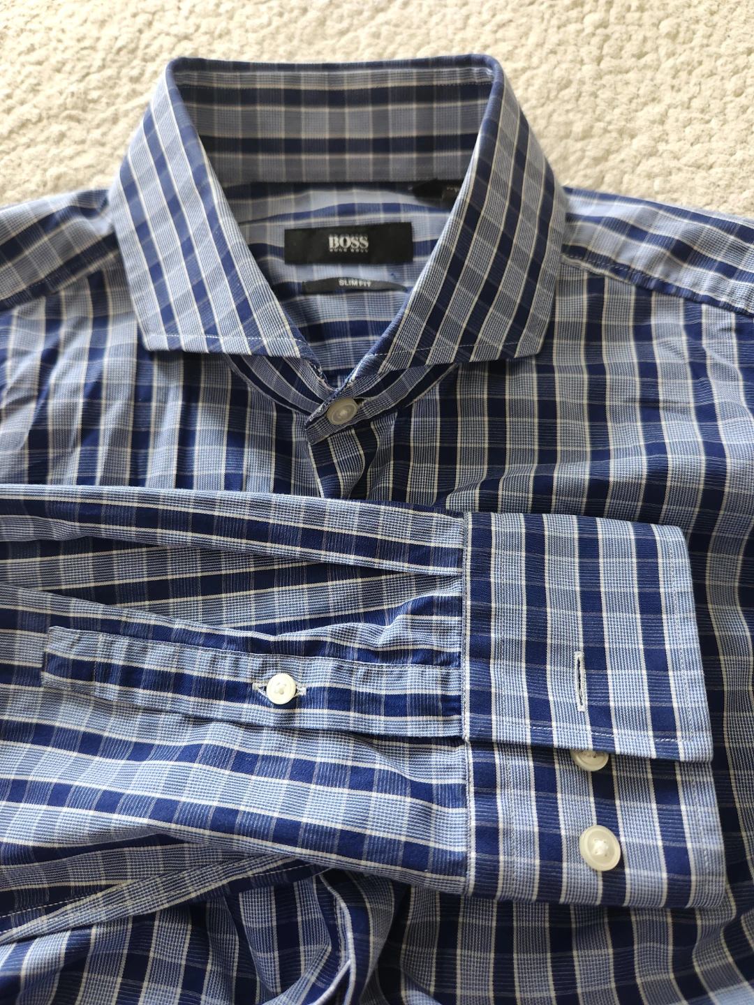 HUGO BOSS Slim Fit Dress Shirt Blue Plaid - photo 2