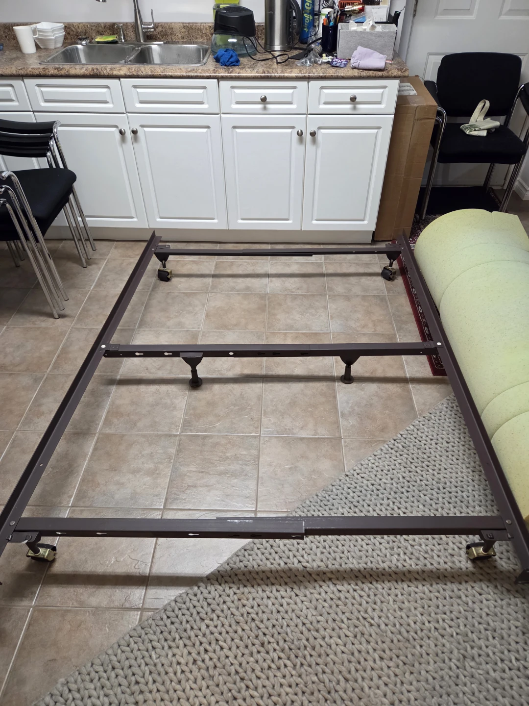 Metal Bed Frame with Casters and Queen box spring - photo 3