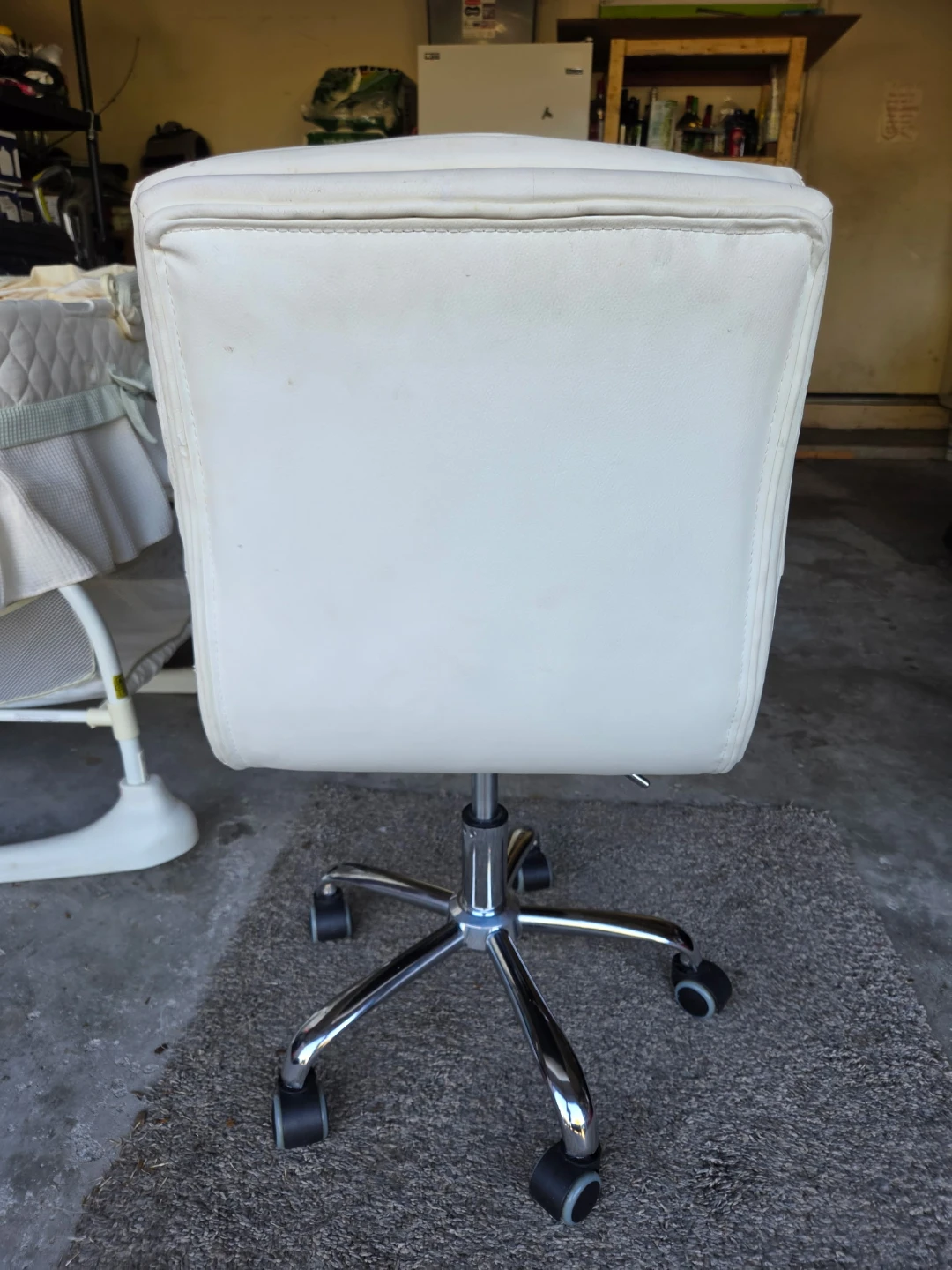 White Adjustable Rolling Office Chair – Chrome Base - photo 5