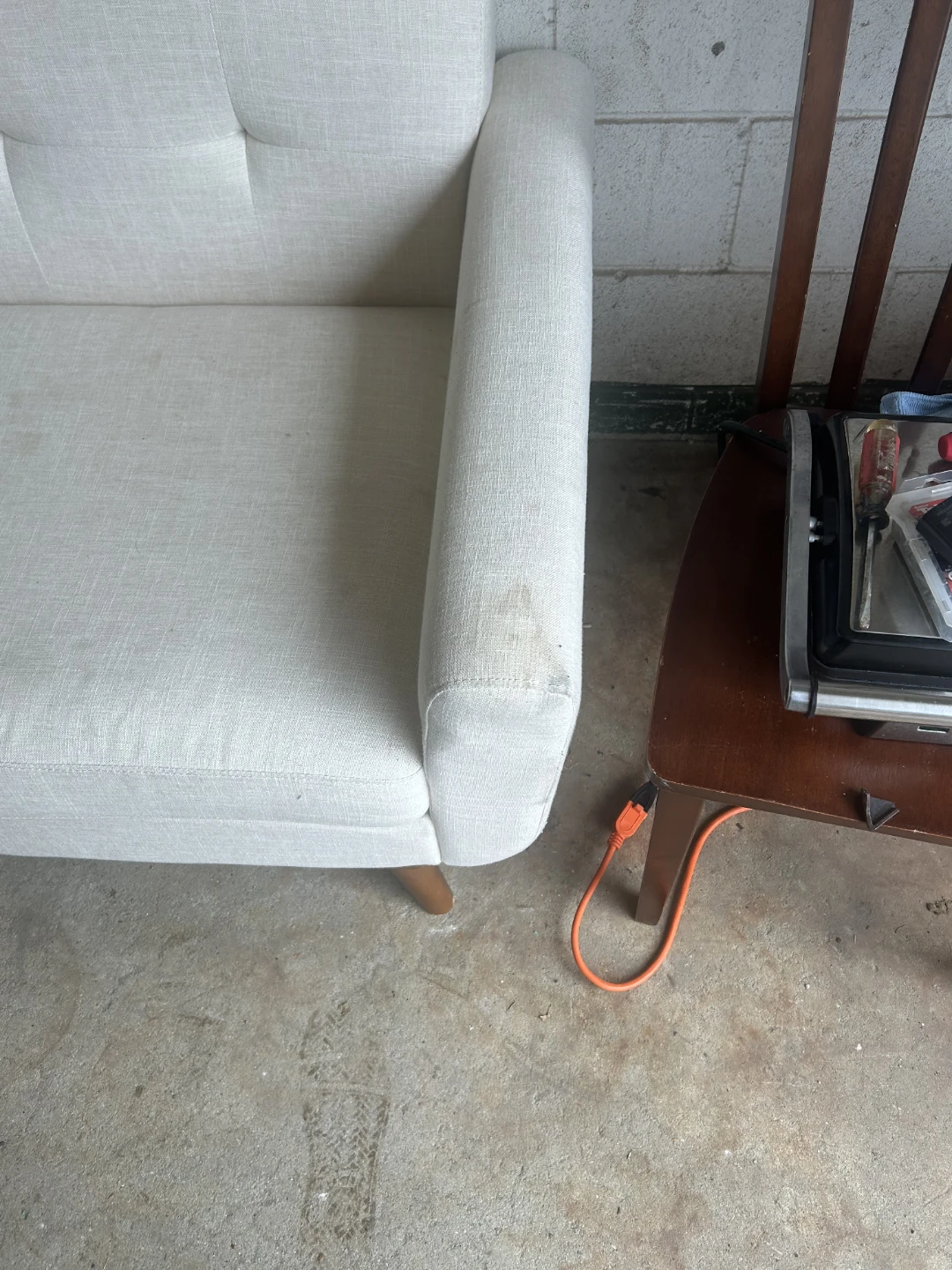 Mid-Century Modern Cream Loveseat - photo 3