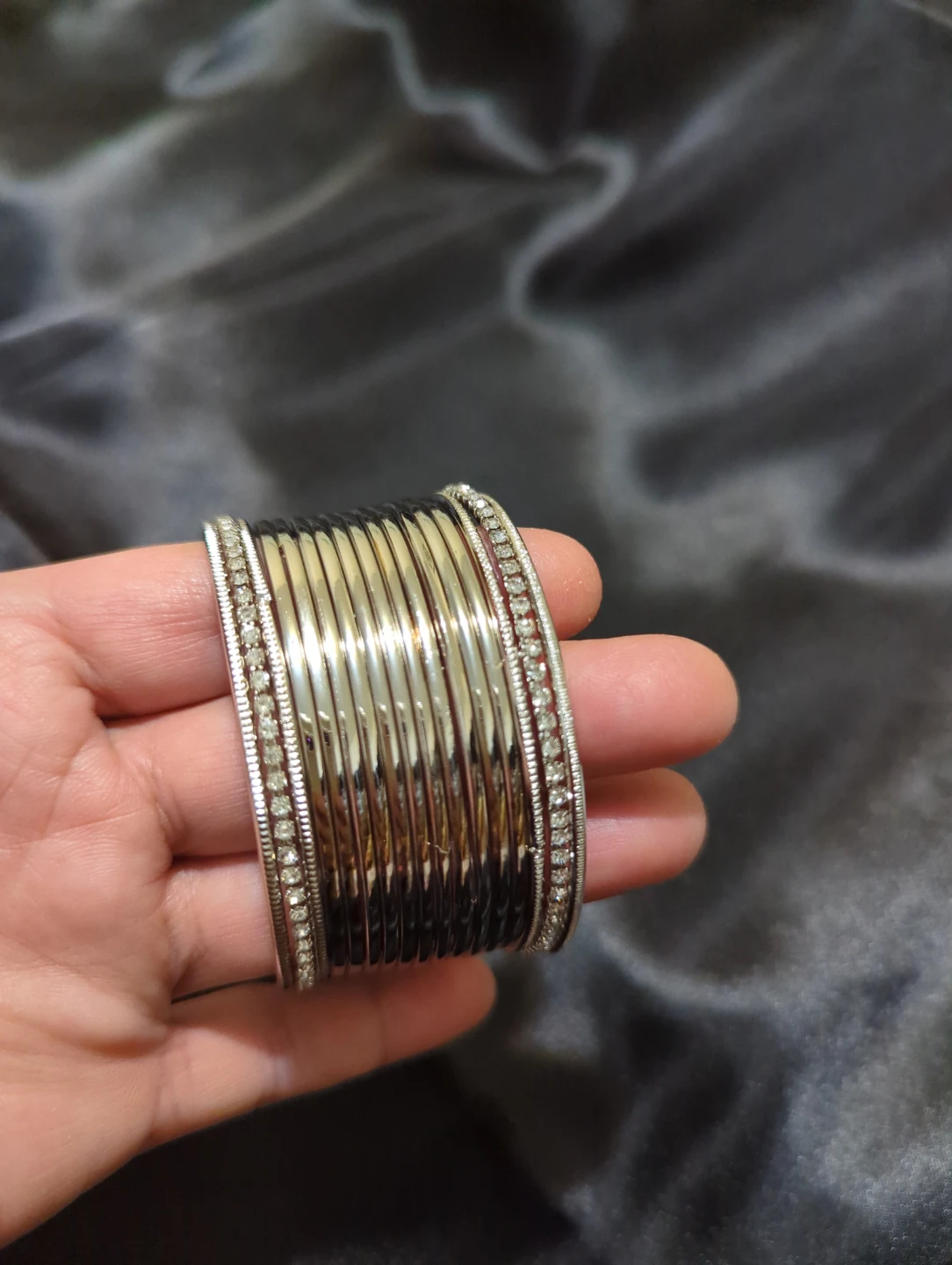Silver-Tone Metal Bangle Bracelet Set - photo 2