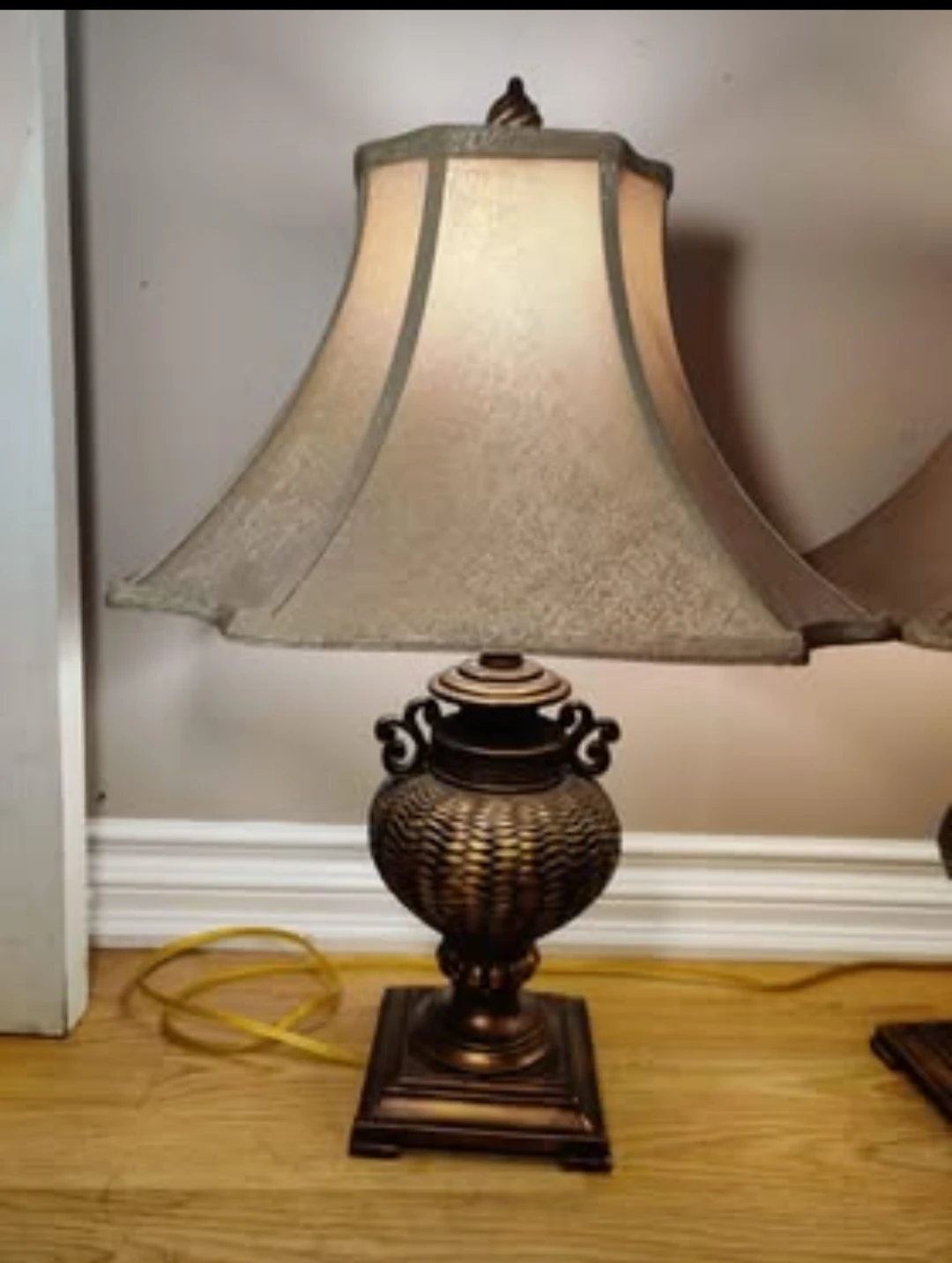 Set of 2 Bronze-Tone Urn-Style Table Lamps