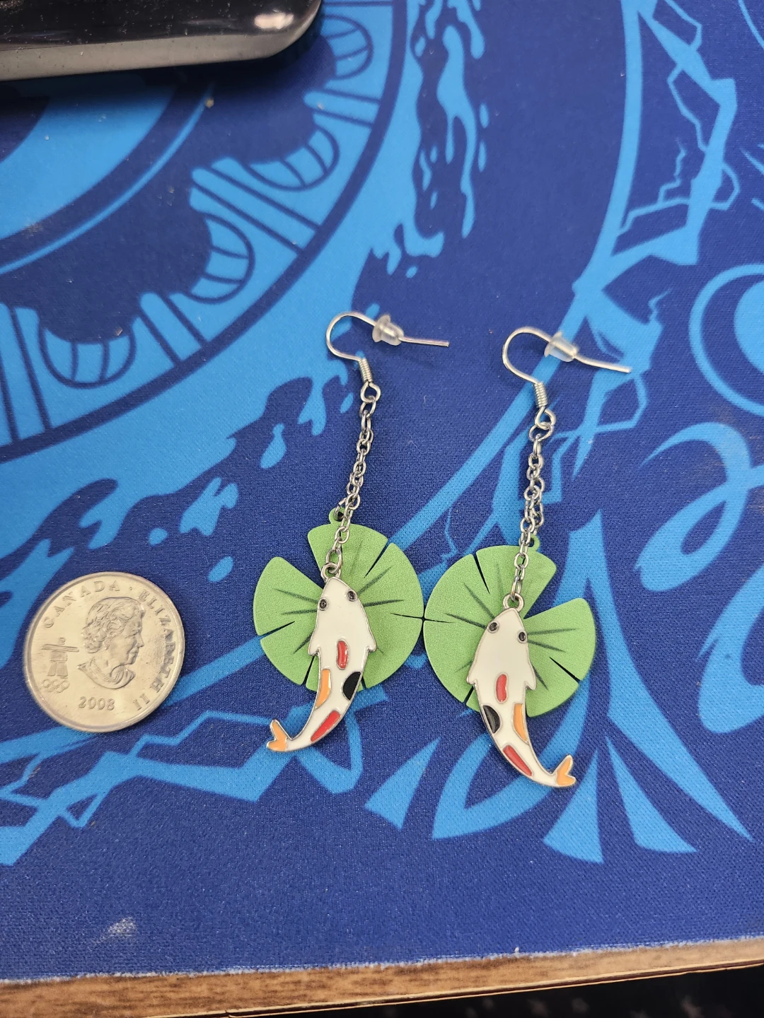 Koi Fish and Lily Pad Earrings