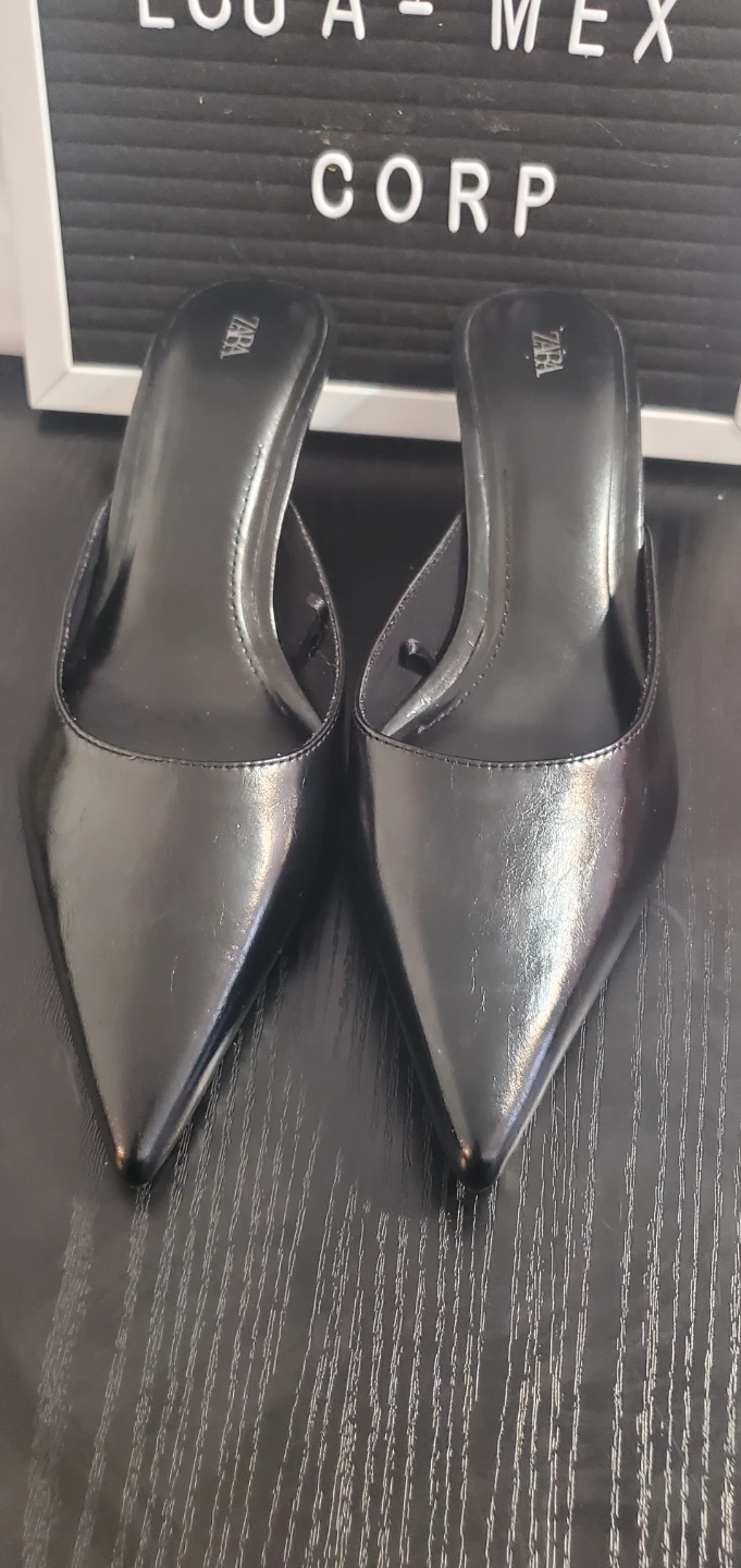Zara Black Pointed Mules