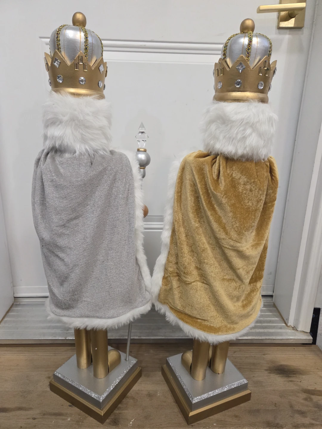 Set of Two Large Gold and Silver Nutcrackers - photo 3