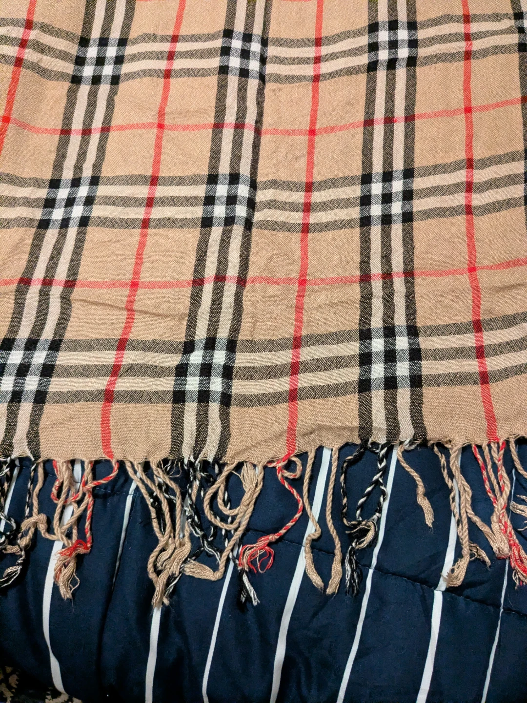 Tan Plaid Fringe Scarf 60 x 22 - photo 2