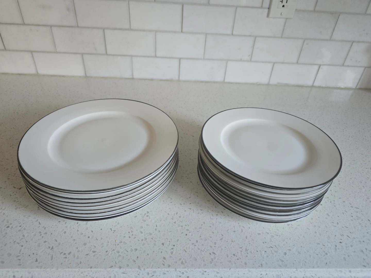 Set of 36 White Dinner and Side Plates