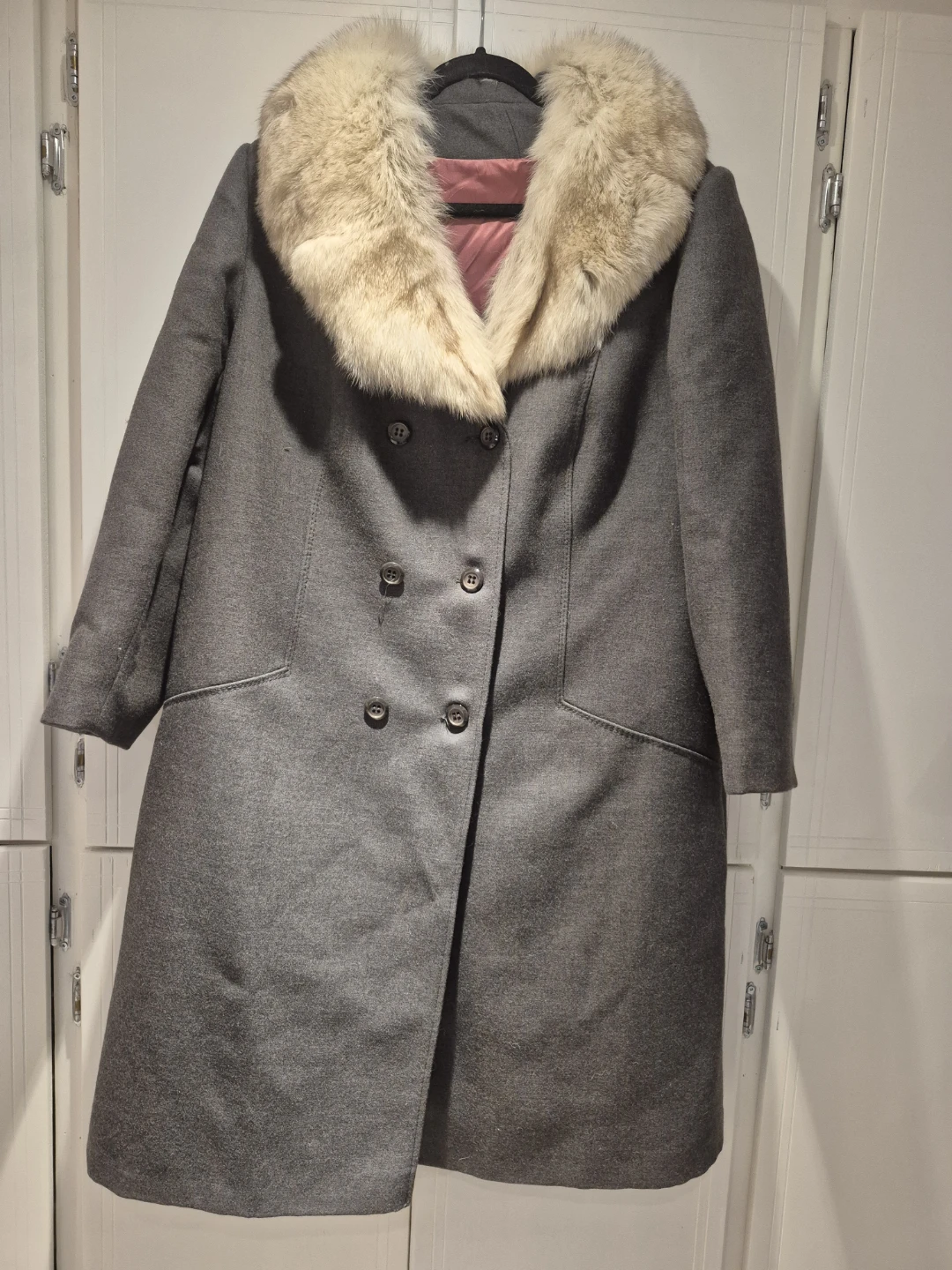 Superb Fashions Inc. Grey Wool Coat with Fur Collar
