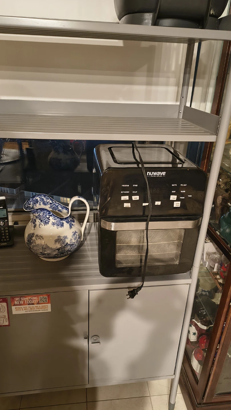 NuWave Air Fryer Oven with shelving unit