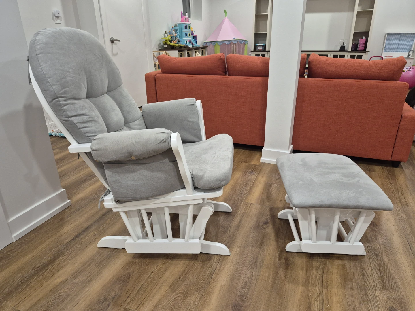 White Glider Rocking Chair with Ottoman - photo 3