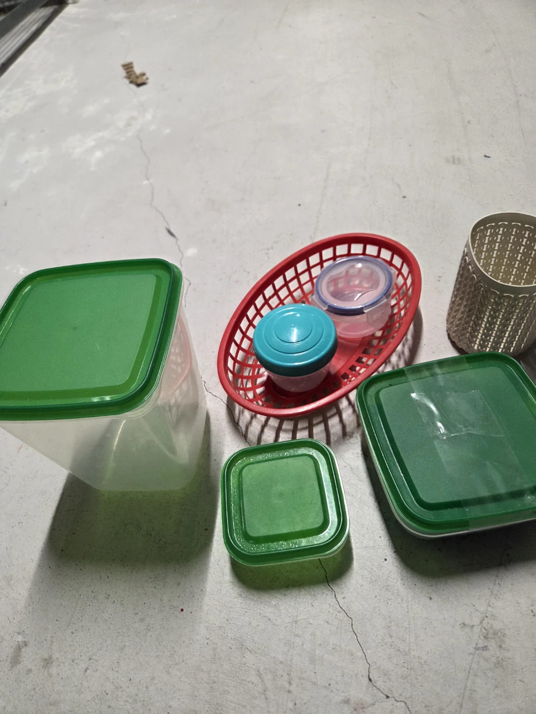 Assorted Plastic Kitchen Storage Containers and Basket - photo 4