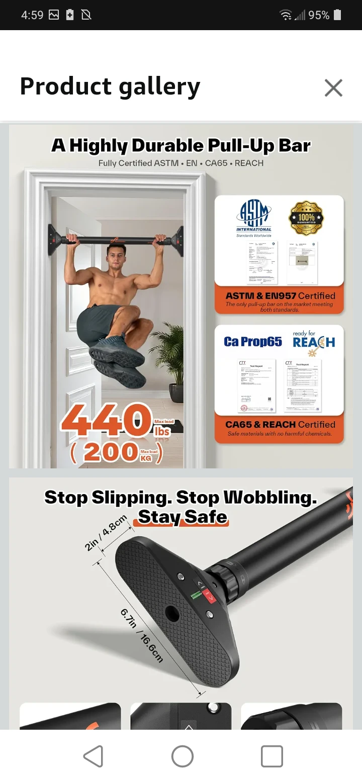 NEW STRENGTH TRAINING PULL UP BAR WITHOUT SCREWS IN BOX - photo 2