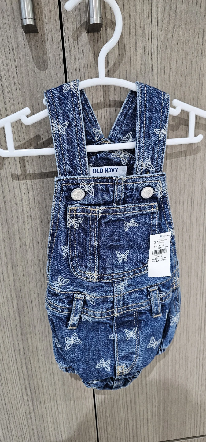 Old Navy Butterfly Denim Overalls 6 to 12 month - photo 3