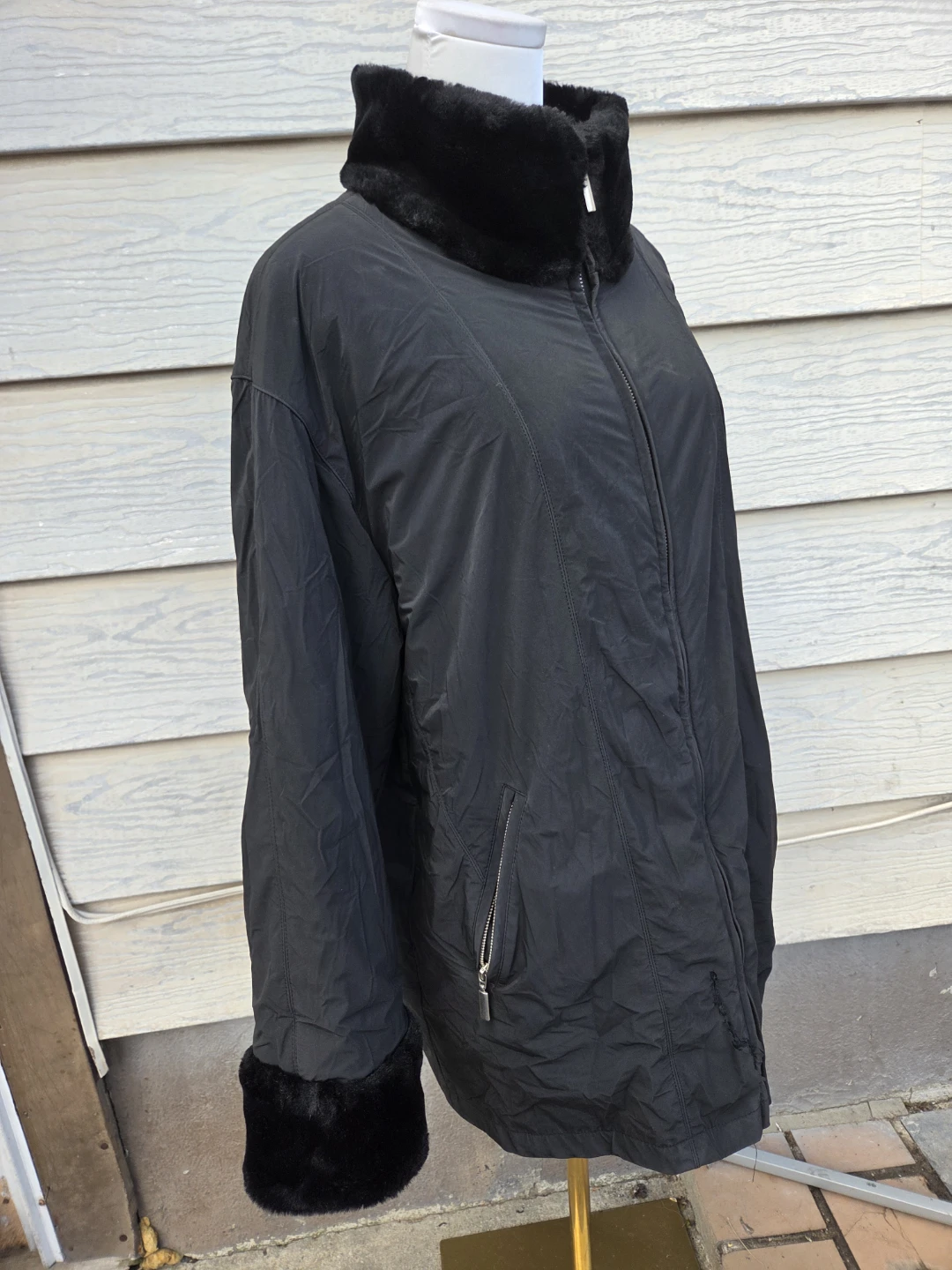 Black Reversible Faux Fur Jacket - photo 5