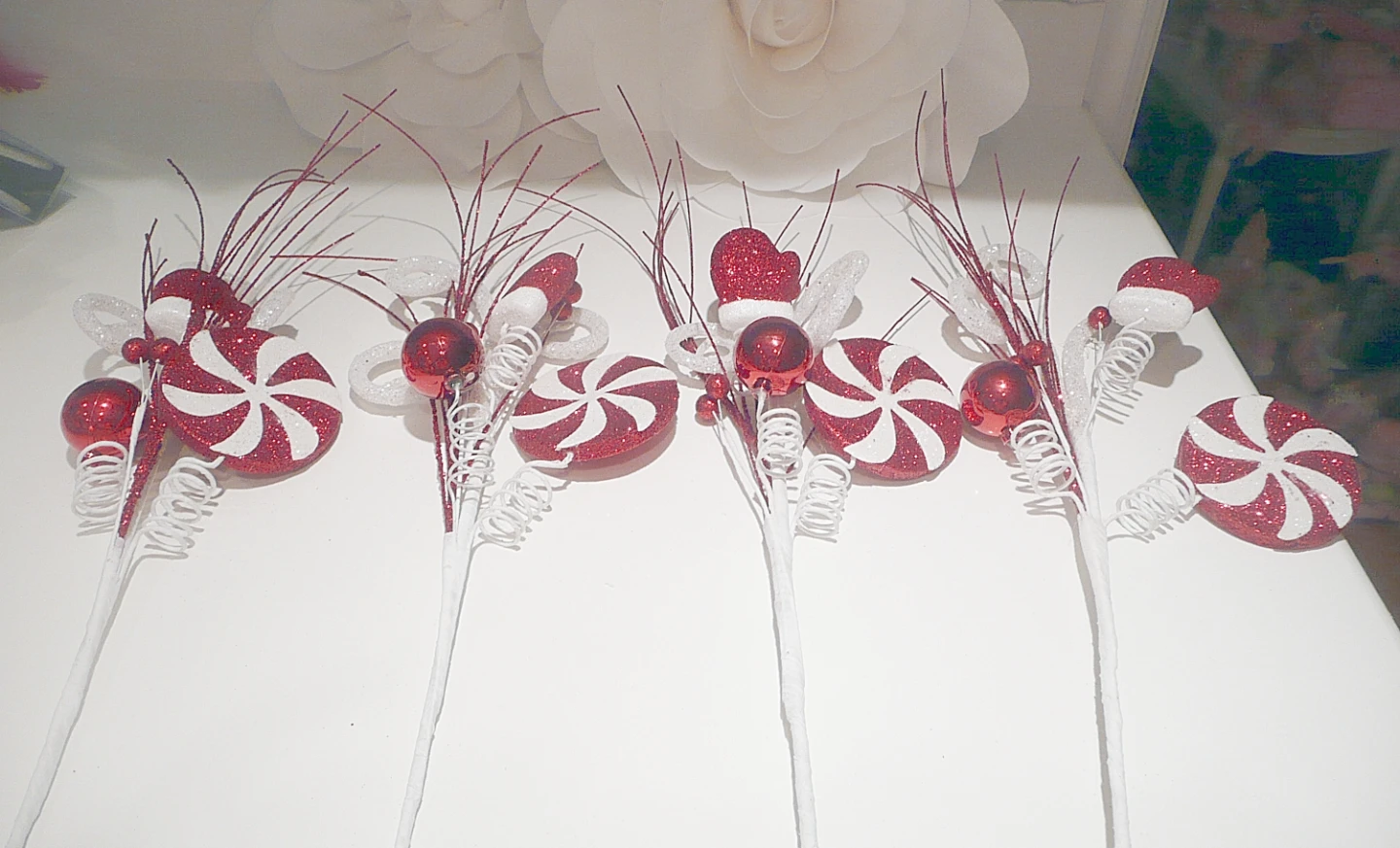 Set of 4 Christmas Candy Cane Sprays