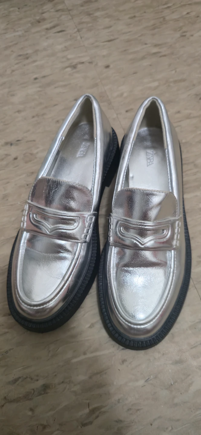 Zara Silver Metallic Loafers - photo 4