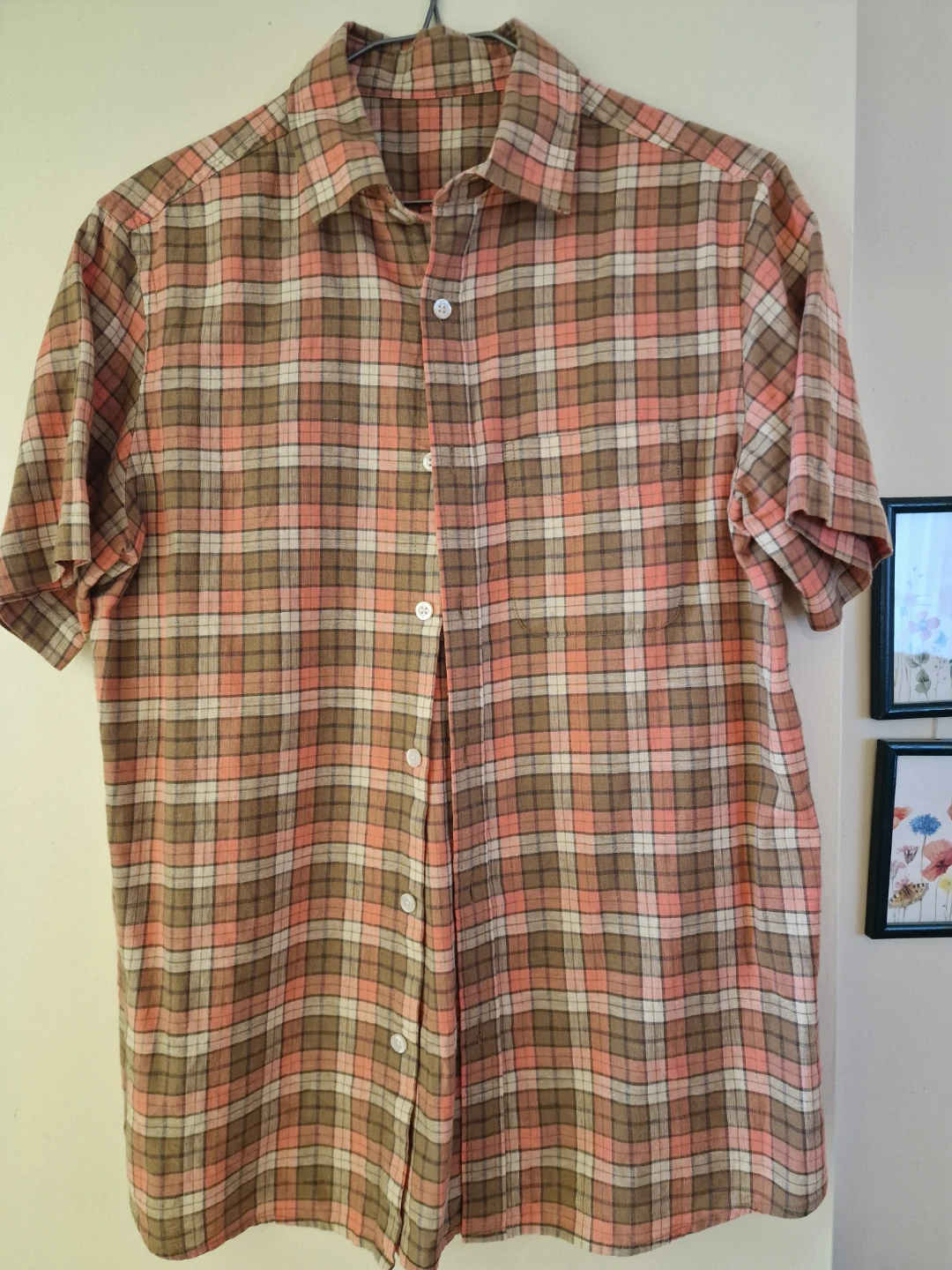 Casual Plaid Short Sleeve Shirt XS