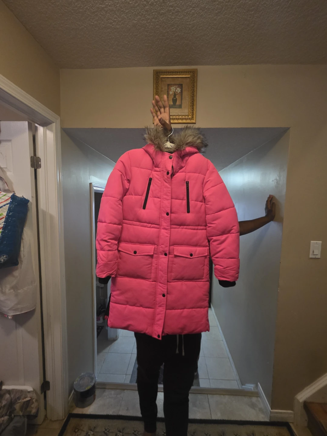 Girls Pink Puffer Parka Size 14-16 - photo 3