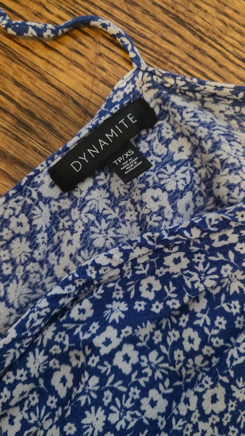 Dynamite Blue Floral Wrap Crop Top - photo 2