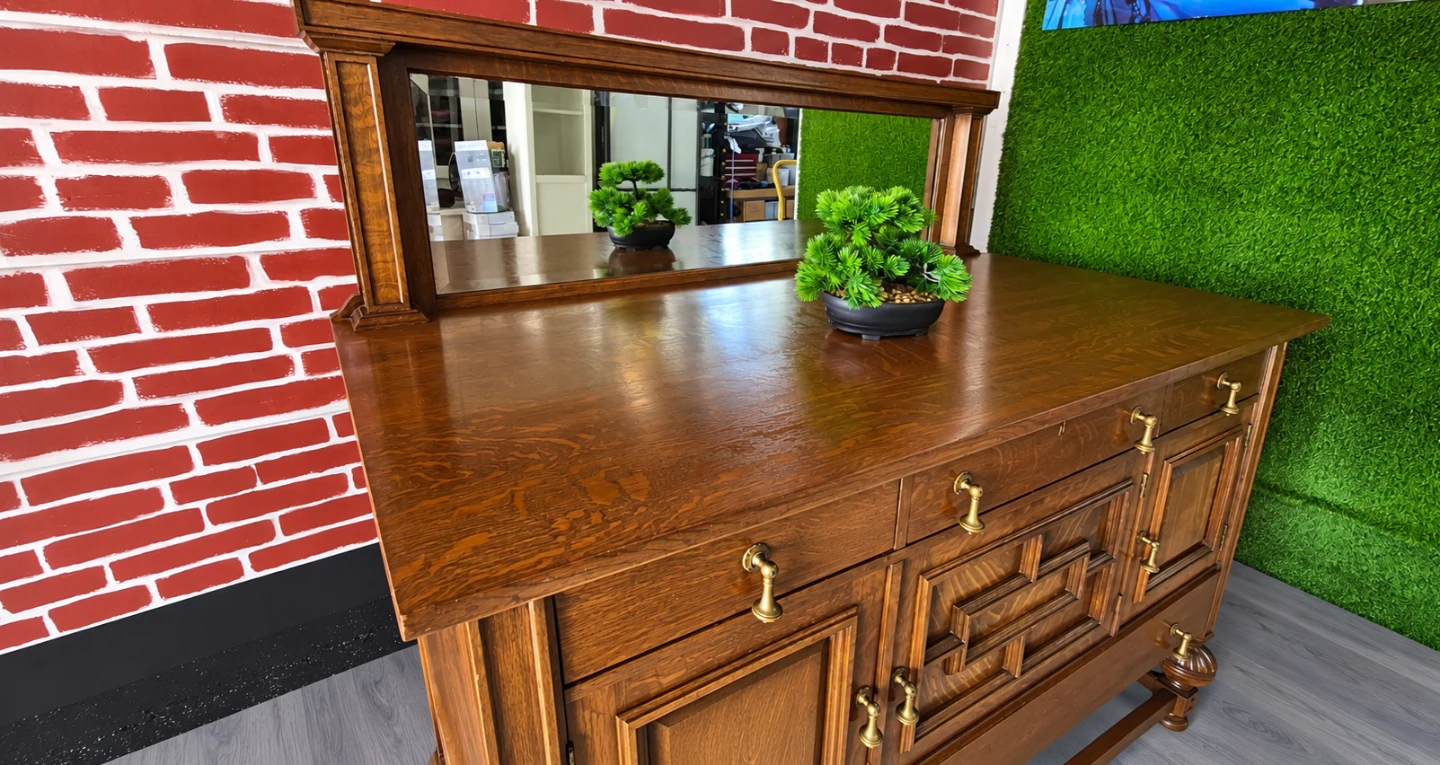 Vintage Oak Sideboard with Mirror - photo 3