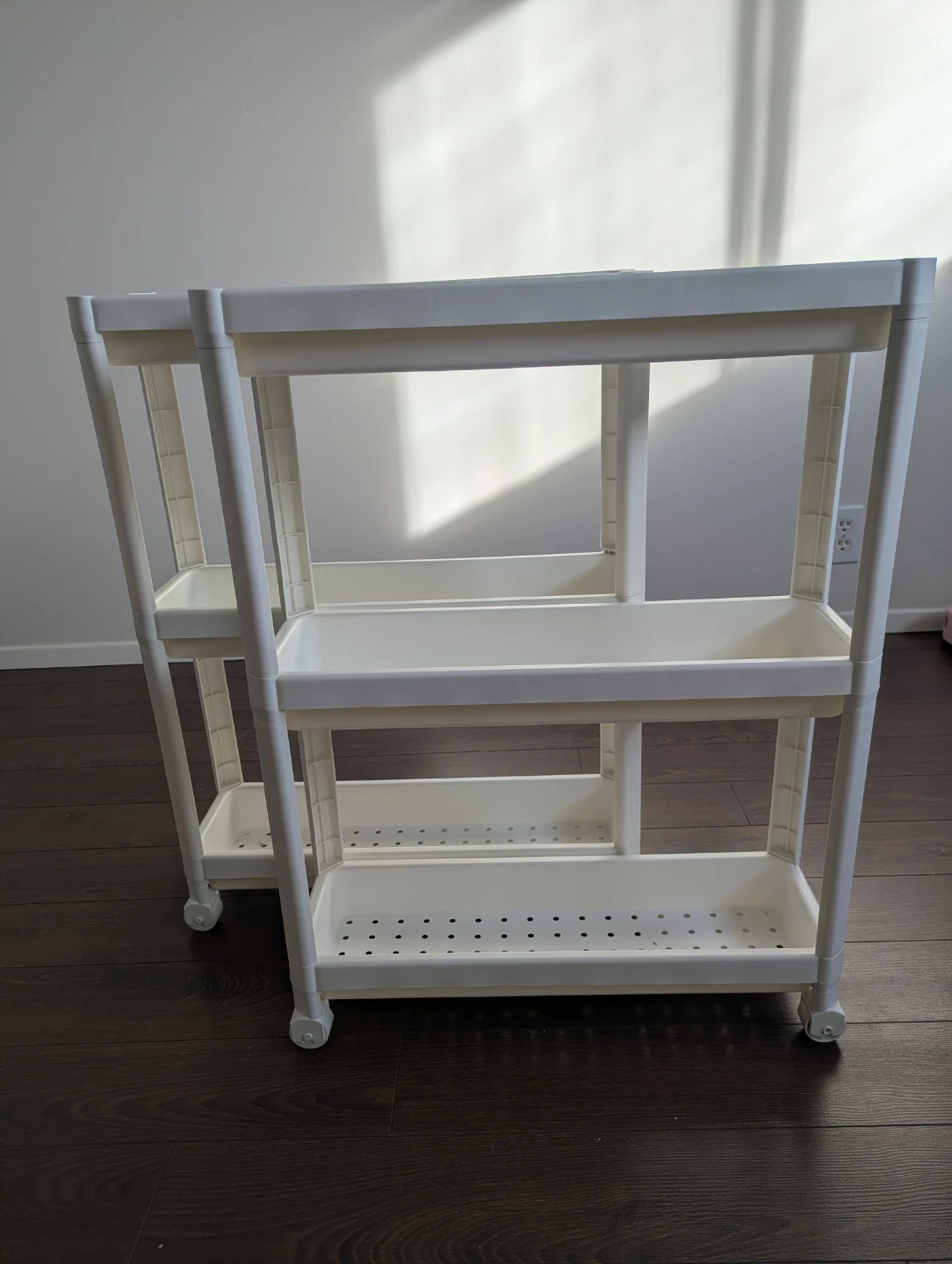 Two IKEA White Rolling Slim Storage Carts $20 for both