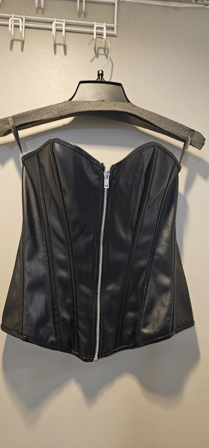 Black faux leather corset top - photo 4