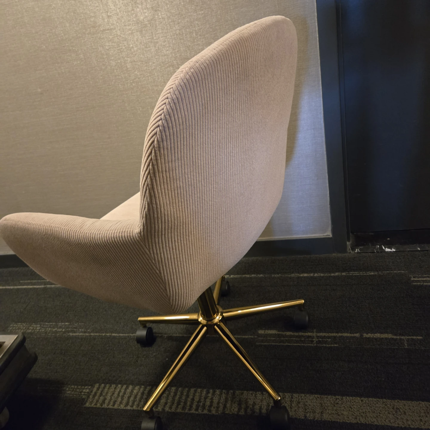 Pink Corduroy Rolling Desk Chair - photo 3