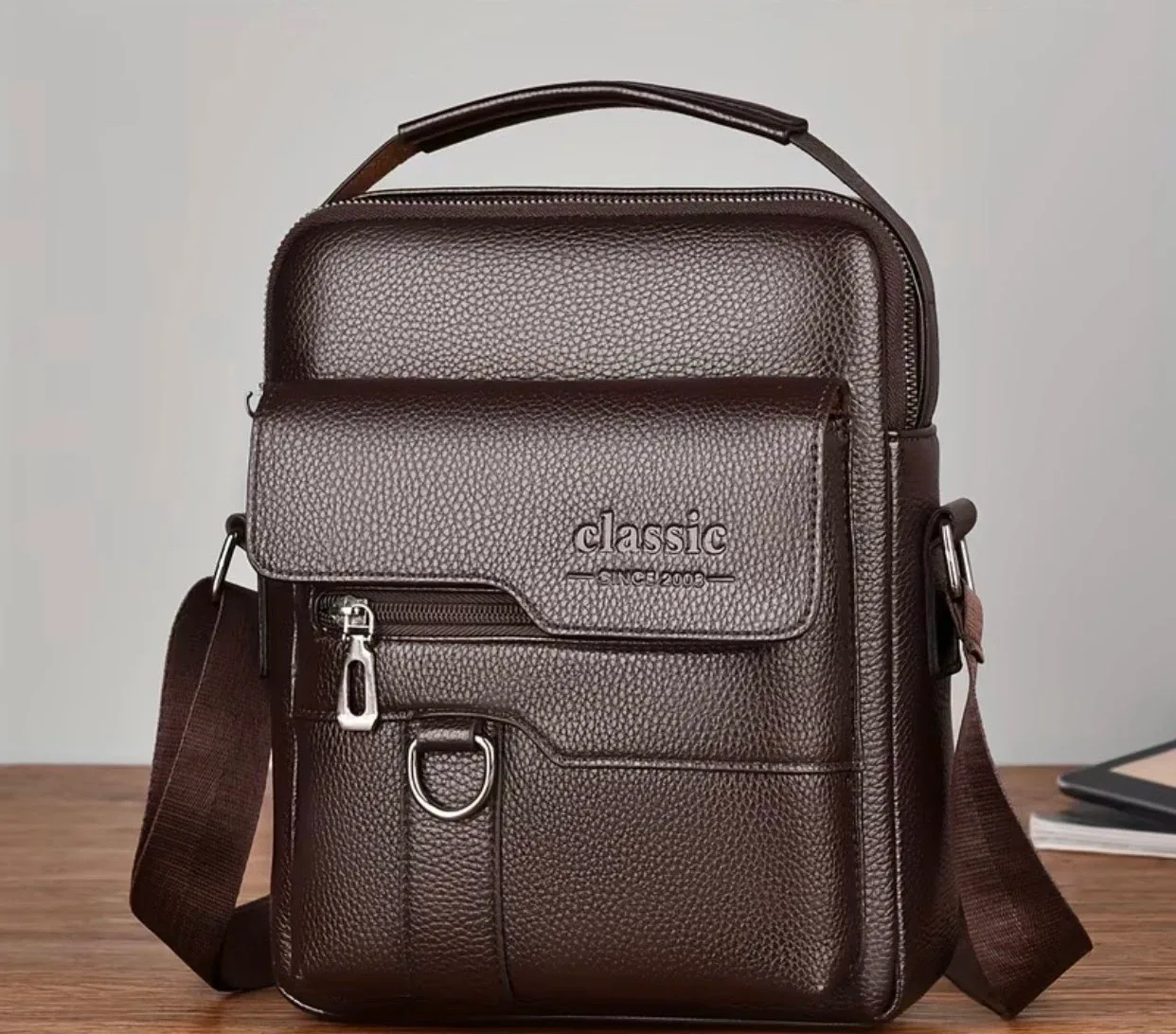 Classic Casual Shoulder Bag Dark Brown