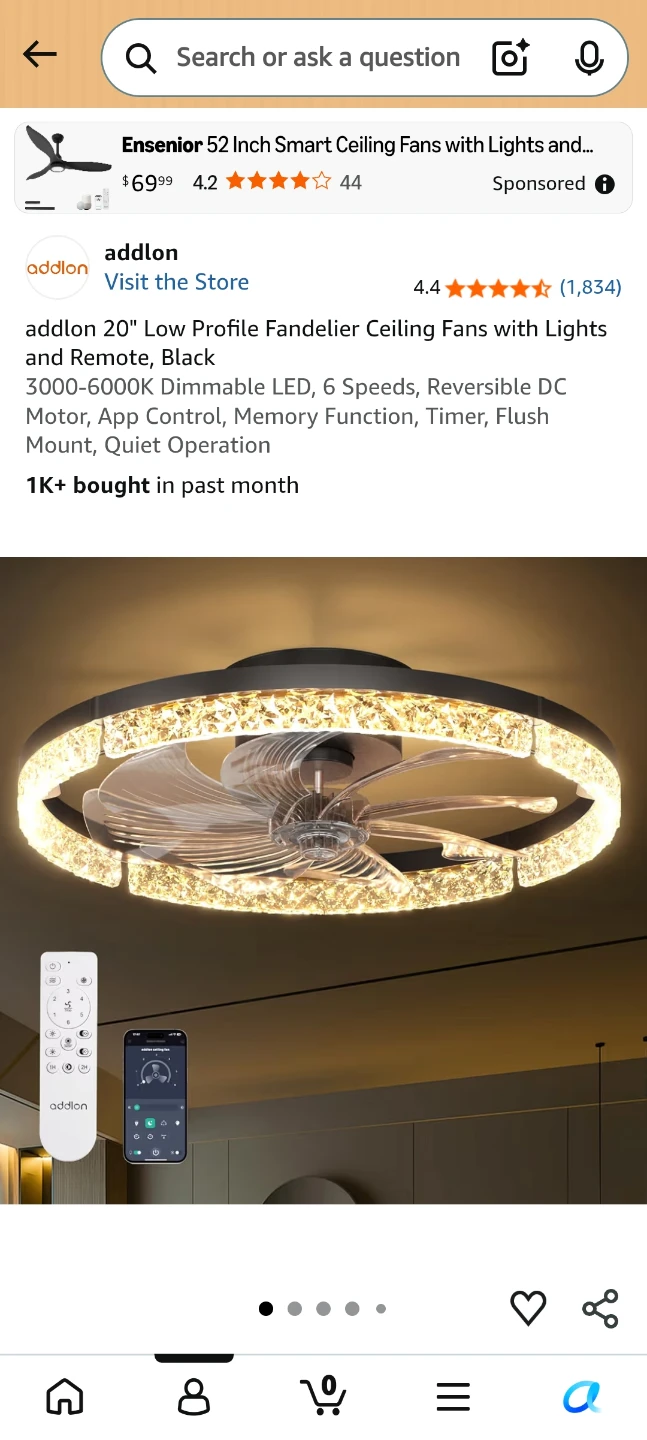 addlon 20 Inch Low Profile Fandelier Ceiling Fan - photo 4