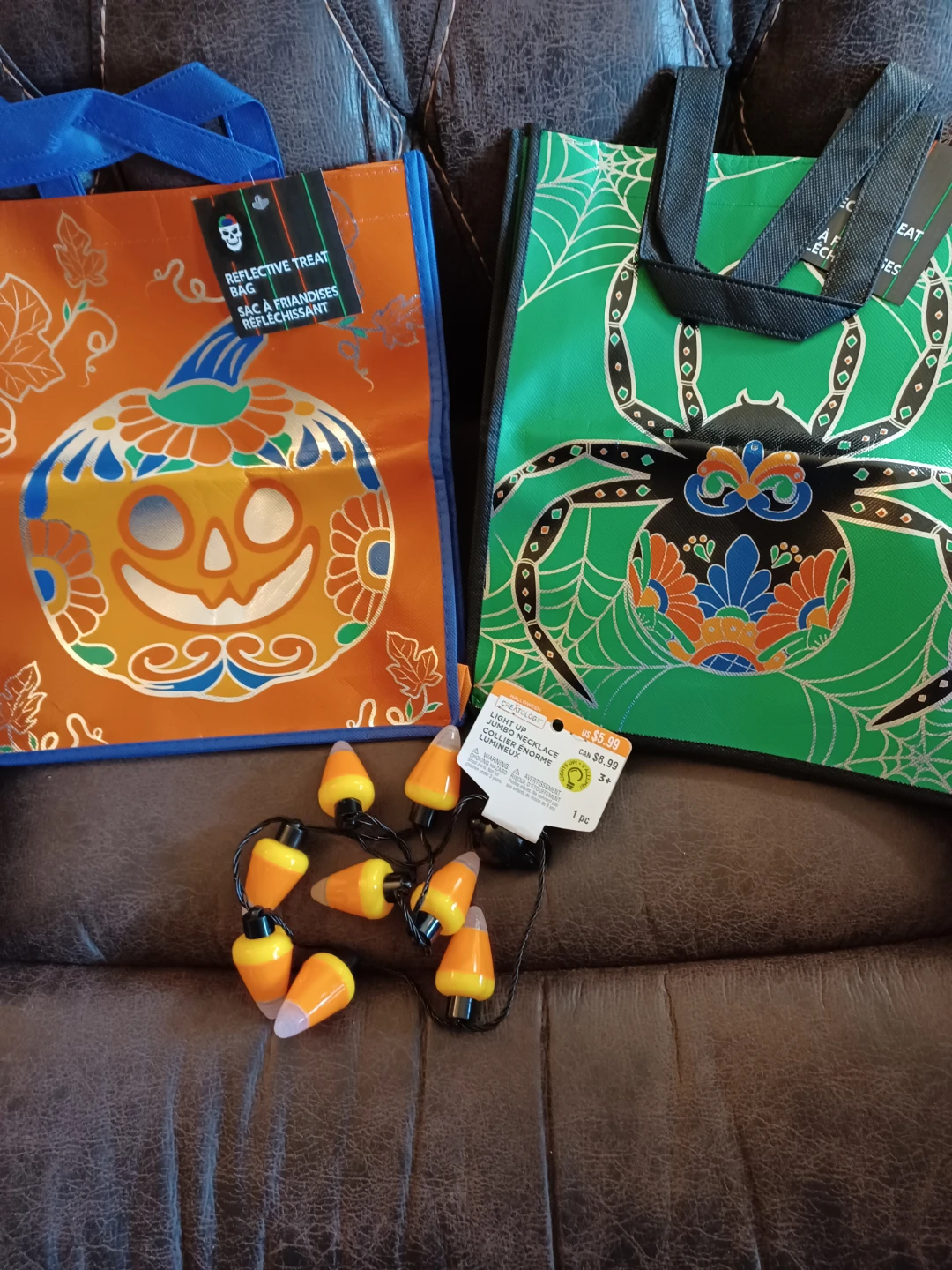 Halloween Treat Bags and Candy Corn Necklace