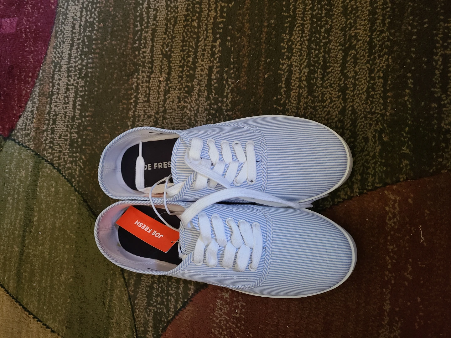 Joe Fresh Light Blue Striped Sneakers size 9