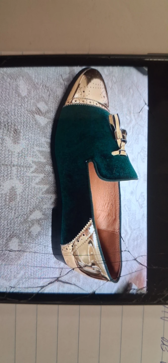 Elanroman Velvet Loafers with Gold Toe Cap - photo 5