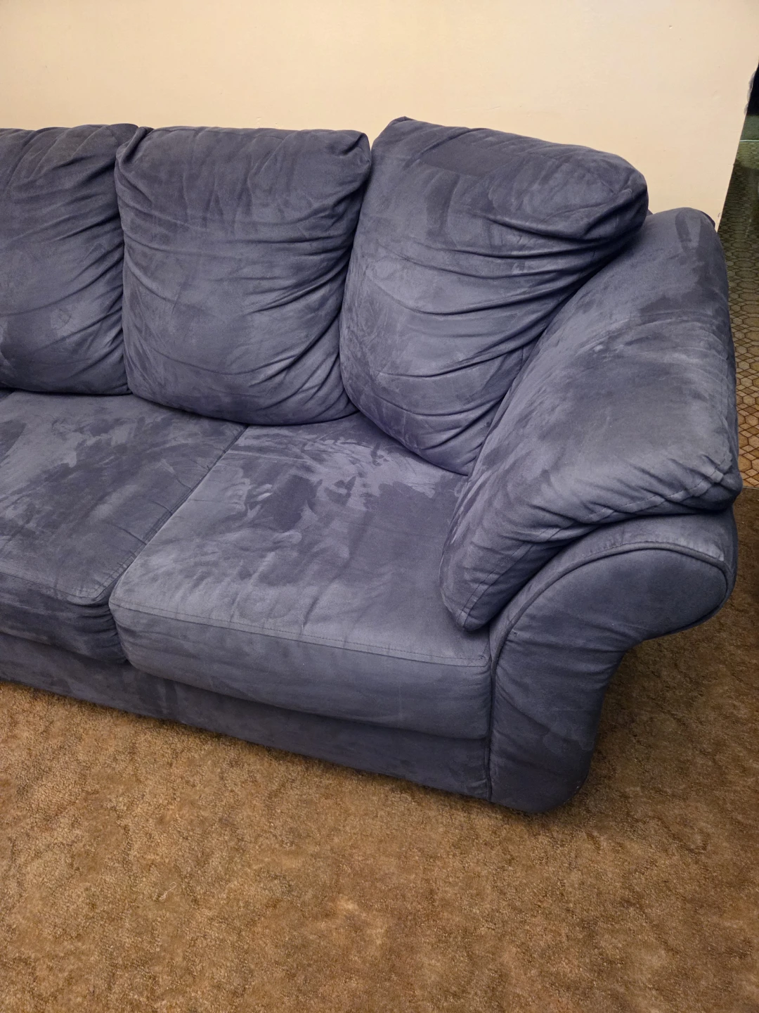 Dark Blue Suede Couch Delivery Available - photo 2